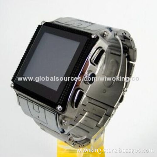 Waterproof 8m Depth Metal Watch Phone, Smartphone Design, Dimensions 60 x 48.5 x 15.5mm